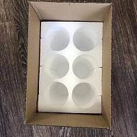 Пенопластовая упаковка в картонную коробку для транспортировки бутылок